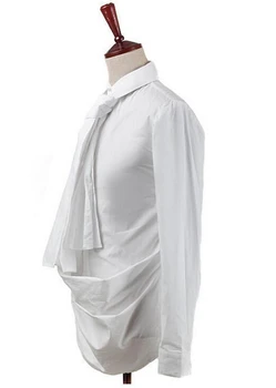 S-xxxl Estetske Britanski Modni Slog Unisex Šal Dolgo sleeve Majica Vintage Bela Majica Moški Moški Fazi Pevka Kostumi