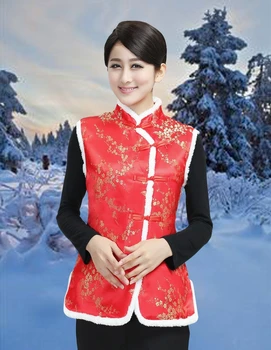 Novo Leto Oblačila Jesensko Zimske Kitajske Tradicionalne Ženske Tuljavo Gumb Majice Telovniki M L XL XXL 3XL WNS058