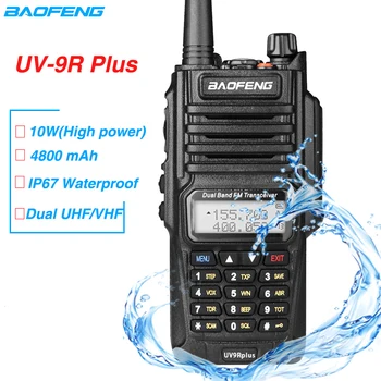 10W Baofeng UV-9R Plus Nepremočljiva 10KM Lov CB Ham Radio UV-9R Plus 4800 MAh Walkie Talkie VHF, UHF Dual Band FM Sprejemnik