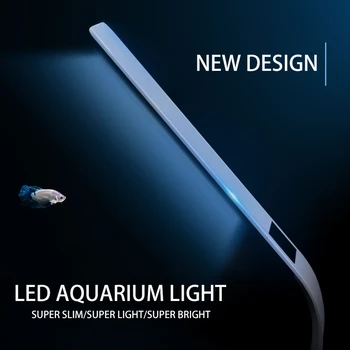 Super Slim Fish Tank LED Luči Clip-on Lučka Visoko Svetlost Mini Light Vodne Rastline Rastejo Luč Razsvetljava Akvarijske Luči