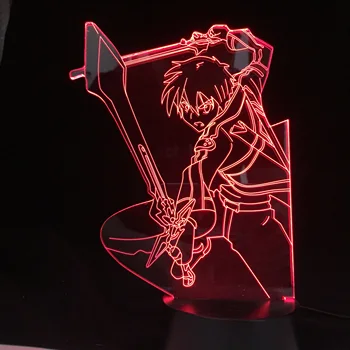 Anime Sword Art Online Kirito Slika za Spalnica Dekor Nočna Darilo za Rojstni dan Soba Led Nočna Lučka Manga SAO 3d Led Nočna Lučka