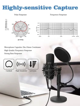 Profesionalni Studijski Mikrofon kombinirani priključek XLR Snemanje BM 800 Mikrofon Studio Kondenzatorja