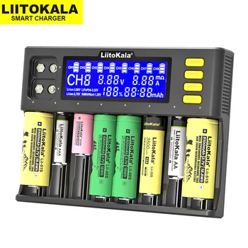 LiitoKala Lii-S8 LCD Baterijski Polnilnik Li-ion baterija 3,7 V NiMH 1,2 V Li-FePO4 3.2 V IMR 3.8 V za 18650 26650 21700 26700 AA AAA 9V