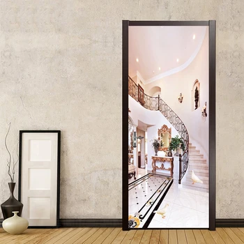 3D Evropski Stil Stopnicah Ozadje Vrata Dekoracijo Nalepke Nepremočljiva Vinil PVC samolepilno DIY Stene Decals je Vrata Spalnice Zidana
