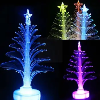 Optični LED Mini Božično Drevo Barvita Flash Barva Spreminja Noč Svetlobo Baterije Svetilke Božič Dom Dekoracija Za Otroške P7S0