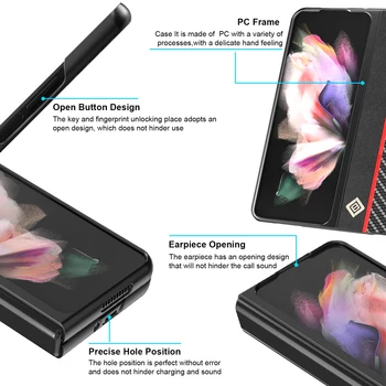 Anti-Slip Ogljikovih Vlaken Slim Ohišje za Samsung Galaxy Ž Fold3 Krat 3 5G Non-bralnik Prstnih Mobilni Telefon Vrečko Kritje Capa