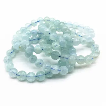 10 mm Modre Ženske Zapestnice Naravne Crystal Aquamarines Kroglice Bangle Ni Stekla Ne Sintetičnih Res Barve