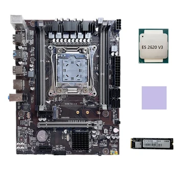 VROČE-X99 Motherboard LGA2011-3 Matično ploščo Računalnika Podporo DDR4 ECC RAM Z E5 2620 V3 CPU+M. 2 NVME SSD 128G+Toplotna Pad