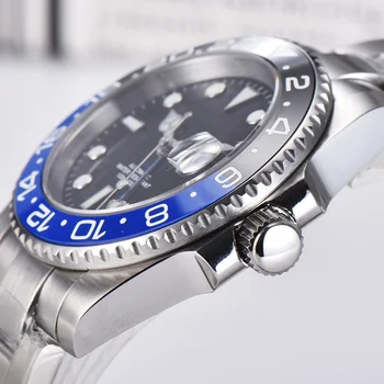 Sea knight Safirno Steklo 40 MM Keramični GMT Mehanske Ure 100m Nepremočljiva Klasičnih Luksuzni Moških Samodejni Watch Reloj Hombre