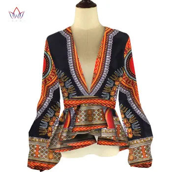 BRW Afriški Stil Sodobne Ženske Modnih ženskih Vrhovi Dashiki Afriške Tiskanja Vrhovi Majica Plus Velikost M-6XL Ženske Oblačila WY2557