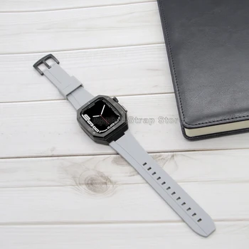 Sprememba Komplet Kovinski kovček+pas Za Apple jermenčki 44 45 mm Luksuzni Jekla Rezilo za iWatch 7 jv 6 5 4 3 Gume Watchband