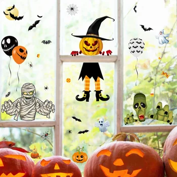 Halloween stekleno okno scene ureditev duha zombi jack-o-luči pajek elektrostatično nalepke Halloween dekoracijo