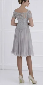 Elegantno Mati Nevesta Obleke Koleno dolžina, Proti-vrat čipke botra, velikosti novega leta 2022