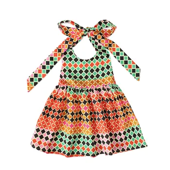 1-6T Otroci, Dekleta, Priložnostne Obleko 2023 Poletje Nov Modni Afriške Dashiki 3D Digital Print Naramnice Princesa Počitnice Stranka Obleko