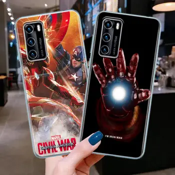 Silikonski Primeru Telefon Za Huawei P20 P30 P40 Lite P50 Pro P Smart Z 2019 Mehko Zaščitnik Kritje Avengers Iron Man Marvel Ironman