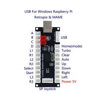 SJ@JX Arkadna Igra Za 2 Igralca Krmilnik DIY Komplet Microswitch Gumb 4 In 8 Način Palčko USB Kodirnik za PC MAME Raspberry Pi Retropie