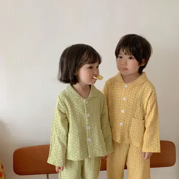 Pomlad Jesen unisex zavrtel bombaž pika tiskanje priložnostne obrabe prostočasnih otroci mehko pižamo določa