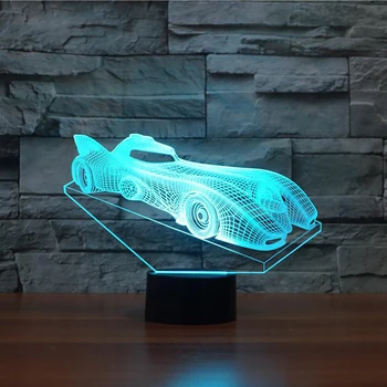 Akril LED 3D Noč Svetlobe dirkalnika Modeliranje USB Tabela Namizno Svetilko Baby Sleepping Lampe Spalnica Dekor za Otroke Počitnice Darila