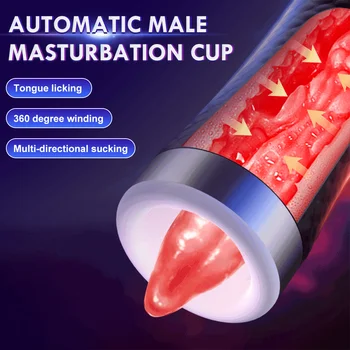Jezik Lizanje Penis Masturbacija Pokal za Moške Samodejno Vakuumsko Sesanje Pravi Vagina Masturbators Moški Blowjob Muco Adult SEX IGRAČA