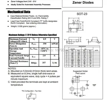 Brezplačna Dostava BZX84C20 BZX84-C20 350mW 20V CE IG/Y7 Zener Dioda SOT23 SOT-23