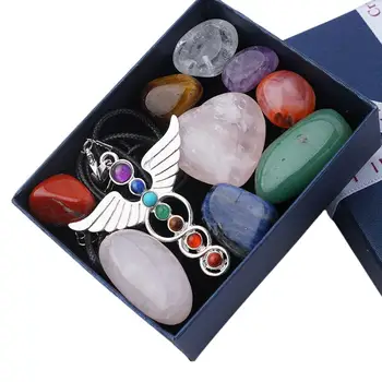 9PCS/Box Ljubezen Srce Naravnega Kamna Angel Obesek Nakit, Izdelava DIY Obrti Kamen Dodatno Zdravljenje Kristalno Gemstone