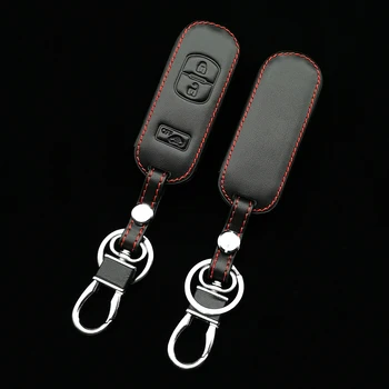 Usnje Avto Ključ Primeru Smart brez ključa za Daljinsko Fob Zaščito Kritje Keychain Tipko Vrečko Za Mazda 3 CX9 CX3 CX5 CX7 Hitrost Auto Dodatki