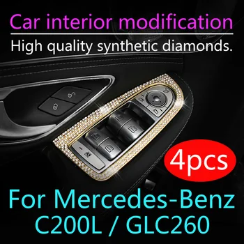 4pcs Za Mercedes-Benz C200L GLC260 Avto Notranje Spremembe Ključne Spremembe Diamond Dekoracijo Window Ključ Dekoracijo