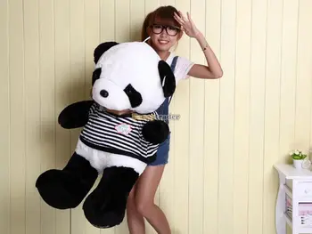 Fancytrader Velika 100 cm Puhasto Polnjene Panda Plišastih Igrač Bela Srčkan Panda Lutka z Tshirt za Otroke Darilo Brezplačna Dostava