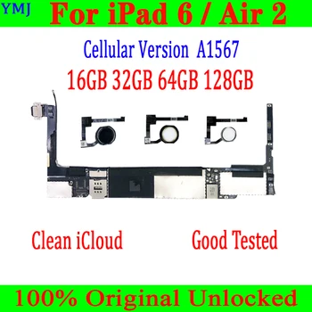 A1567 Wifi+3G Verzijo Za iPad 6 Zraka 2 Motherboard 16GB/32GB/64GB Original Odklenjena Ne iCloud Logiko odbor Z/Brez Dotik ID