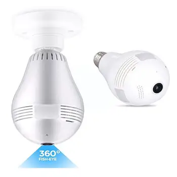 360-Stopinjski Brezžični Žarnica Svetilka Fotoaparat 1080p Home Security Svetlobe Fisheye Panoramski Noč Cam E27 Led Wifi Ip Kamera J1l4