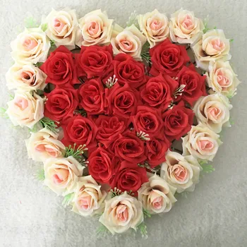 Brezplačna Dostava za Poroko Centerpieces Ljubko Srce Oblika Rose Cvetje Vrstic Stranka Soba Avto Dekoracijo Dobave