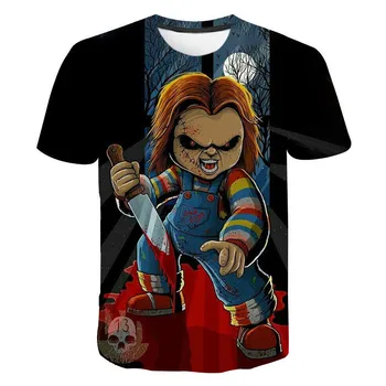 Nova 3D Tiskanja Vzročno Oblačila Krvi Otrok Chucky Vzorec Modni Moški Ženske T-shirt Plus Velikost Velikost S-7XL Štirje letni Časi Priložnostne