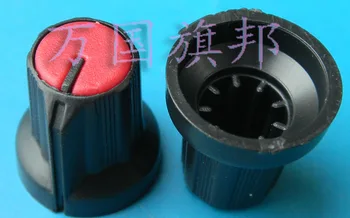 Brezplačna Dostava. Plastični potenciometer gumb visoke 16 mm premer 15 mm, rdeča, črna in rdeča