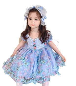 Poletje Novega Otroka špansko Dekle, Princesa Obleko Lolita Obleko Ženske noše Otroci Obleke za Dekleta Stranka Poroka Butterfly Obleko