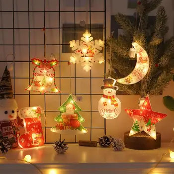Božični Luči LED Santa Claus Snežaka Elk Božič Visi Okna Okraski Bedak Drevo Novo Dekoracijo 2023 Leto Lučka T1H0