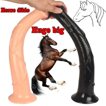 16.5 cm Dolg Živali Konj Dildos Za Lezbijke, Analni Super Velik Velik Sesalni Trak na Penis Realne Odraslih Eroticos Seks Igrače
