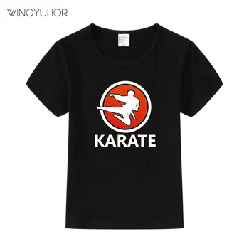 Otroci Karate Print Majica S Kratkimi Rokavi Dojenček Fantje Dekleta Kratek Rokav Poletje Vrhovi Otroci Priložnostne T-Shirt Japonski Kung Fu Tees
