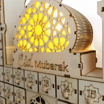Eid Mubarak Odštevanje Koledar Lesa, Led Luči Predal Omare Ornament