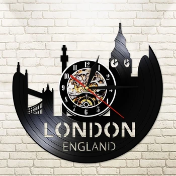 London, Anglija, Geografija Vinil Zapis Ure Velika Britanija Tower of London Mesto Skyline Doma Dekor Retro Steno Gledal Travel Darilo