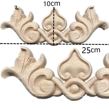 2PCS Vklesan Cvet Rezljanje Lesa Appliques za Pohištvo Omara Unpainted Leseni Ornamenti Nalepko Dekorativne Figurice