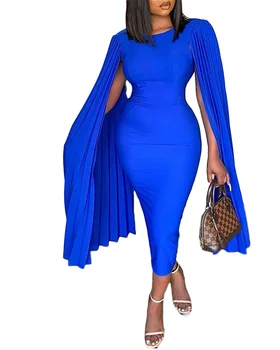 Jesenski Modni Slog Afriških Žensk O-vratu Rdeče Modre Barve Obleko Afriška Oblačila Afriška Oblačila za Ženske