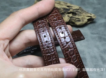 Ročno izdelan Vzorec Krokodil Luksuzni Design Usnje Watchbands s Samodejnim Sponke Moški Gledajo Band 18 19 20 21 22 mm jermenčki
