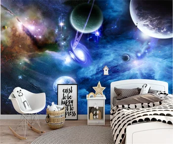 Ozadje po meri risanka ročno poslikano prostor planeta in vesolja, dnevna soba, spalnica, otroška soba ozadju 3D ozadje slikarstvo