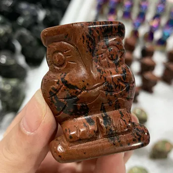 2 Cm, Rdeča Obsidian Sova Kip Naravnih Gemstone, Carving Zdravljenje Kristalno Živali Figurice Reiki Kamni Dekoracijo
