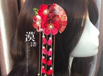 Ročno izdelani ostra bombažno krpo lase posnetek barrettes Japonski kimono anime cosplay dodatki original kimono fan B