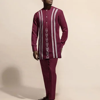 2022 Novih Priljubljenih Etničnih Stil za Moške Tiskanje Moda Obleko 3 Barve Muslimanskih arabski Moški Jubba Thobe Gumb Haljo + Hlače 2pcs Oblačila