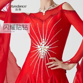2021 Novice dvorana obleko standard oblačila za ballroom ples dvorana plesnem tekmovanju rdeče obleke Valček-B-21180