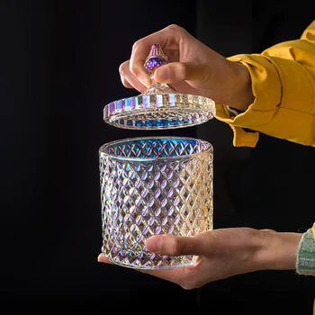 Evropski Kristalno Steklo Steklenice Za Shranjevanje Kozarcev Sladkor Pločevinke Diamond Sladkarije Bombaž Brisov Pad Polje Home Dekoracijo