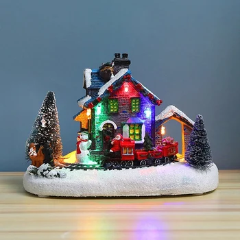 Božični Okraski, LED Luči, Sneg Hiša Svetlobo Hiši Okraski za Božična Darila