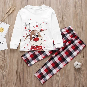 Novo Leto Risanka Družino Božični Pižamo Nastavite Otrok Dolgo sleeved Domov Storitev vari Priložnostne Obleko